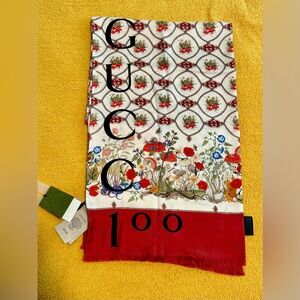 NEW/tags Gucci authentic 100 yr anniversary silk scarf Price firm Free shipping